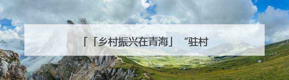 「乡村振兴在青海」“驻村”更“助村” 实干促振兴