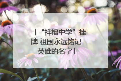 “祥榕中学”挂牌 祖国永远铭记英雄的名字