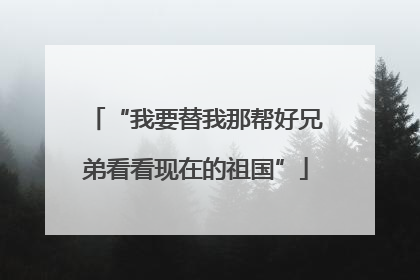 “我要替我那帮好兄弟看看现在的祖国”