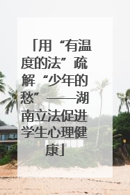 用“有温度的法”疏解“少年的愁”——湖南立法促进学生心理健康