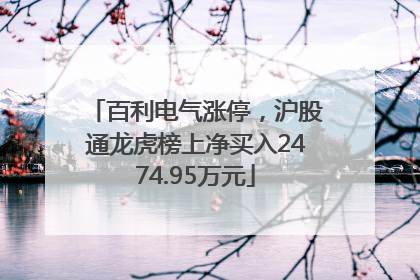 百利电气涨停，沪股通龙虎榜上净买入2474.95万元