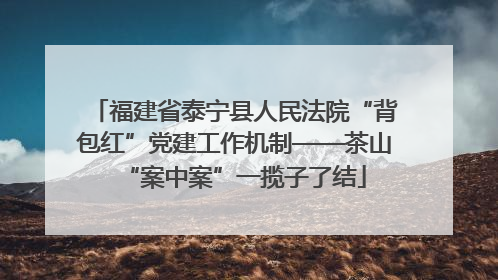 福建省泰宁县人民法院“背包红”党建工作机制——茶山“案中案”一揽子了结