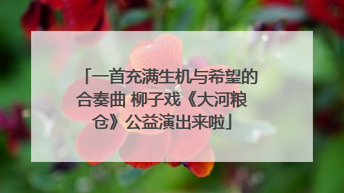 一首充满生机与希望的合奏曲 柳子戏《大河粮仓》公益演出来啦