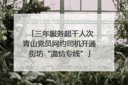 三年服务超千人次 青山党员网约司机开通街坊“温情专线”