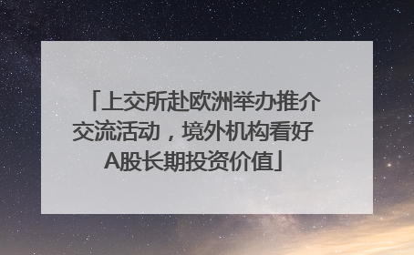 上交所赴欧洲举办推介交流活动，境外机构看好A股长期投资价值