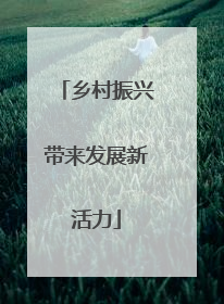 乡村振兴带来发展新活力