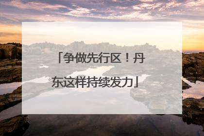 争做先行区！丹东这样持续发力