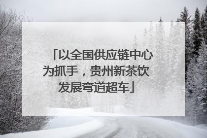 以全国供应链中心为抓手，贵州新茶饮发展弯道超车