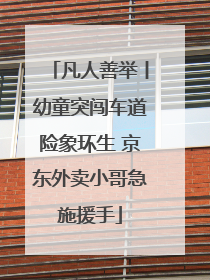 凡人善举丨幼童突闯车道险象环生 京东外卖小哥急施援手