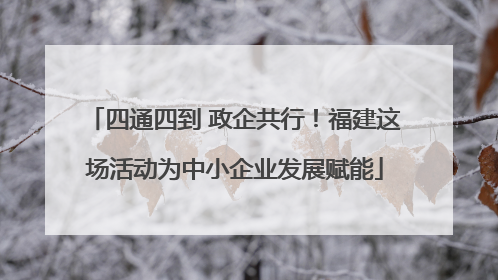 四通四到 政企共行！福建这场活动为中小企业发展赋能