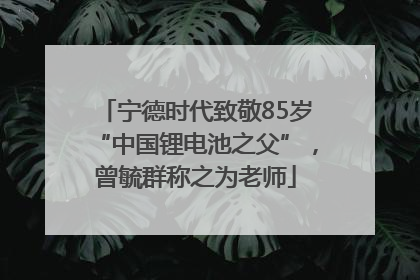 宁德时代致敬85岁“中国锂电池之父”，曾毓群称之为老师