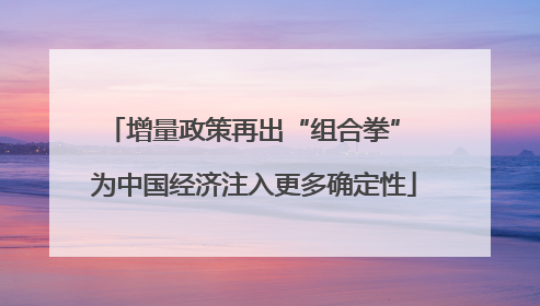 增量政策再出“组合拳” 为中国经济注入更多确定性