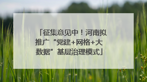 征集意见中！河南拟推广“党建+网格+大数据”基层治理模式