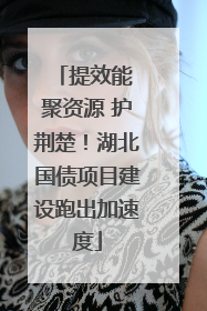 提效能 聚资源 护荆楚！湖北国债项目建设跑出加速度