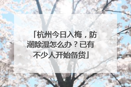 杭州今日入梅，防潮除湿怎么办？已有不少人开始备货