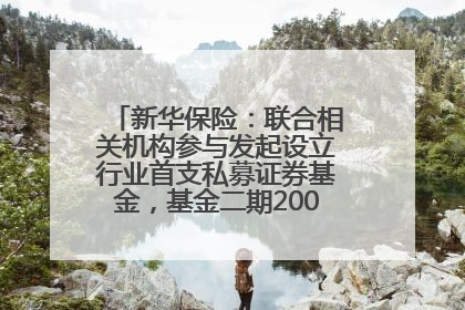 新华保险：联合相关机构参与发起设立行业首支私募证券基金，基金二期200亿元已募集完毕