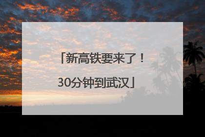 新高铁要来了！30分钟到武汉