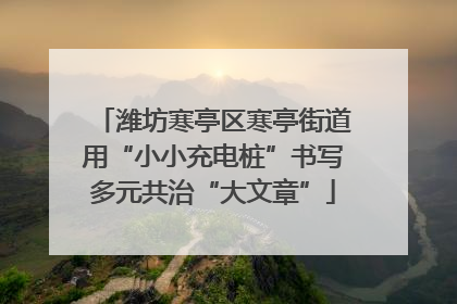 潍坊寒亭区寒亭街道用“小小充电桩”书写多元共治“大文章”