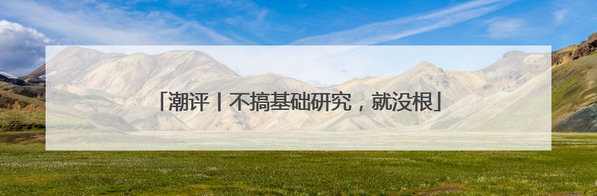 潮评丨不搞基础研究，就没根