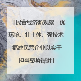 民营经济新观察｜优环境、壮主体、强技术 福建民营企业以实干担当聚势谋进