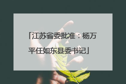 江苏省委批准：杨万平任如东县委书记