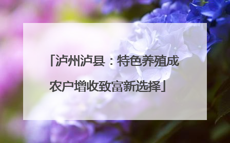 泸州泸县：特色养殖成农户增收致富新选择