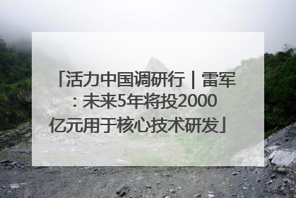 活力中国调研行｜雷军：未来5年将投2000亿元用于核心技术研发