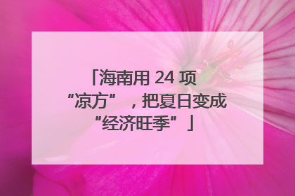 海南用 24 项 “凉方”，把夏日变成 “经济旺季”