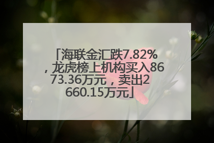海联金汇跌7.82%，龙虎榜上机构买入8673.36万元，卖出2660.15万元