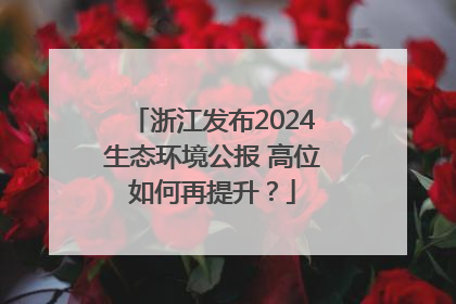 浙江发布2024生态环境公报 高位如何再提升？