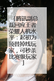 腾讯副总裁回应王者荣耀人机水平：起初为顶替掉线玩家，可秒杀比赛级玩家