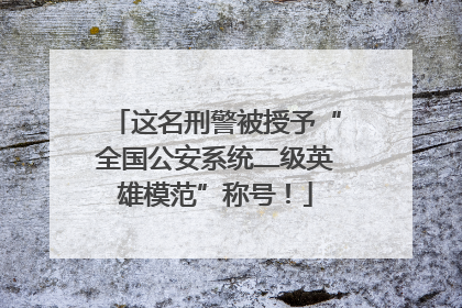 这名刑警被授予“全国公安系统二级英雄模范”称号！