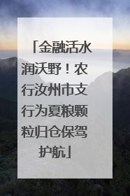 金融活水润沃野！农行汝州市支行为夏粮颗粒归仓保驾护航