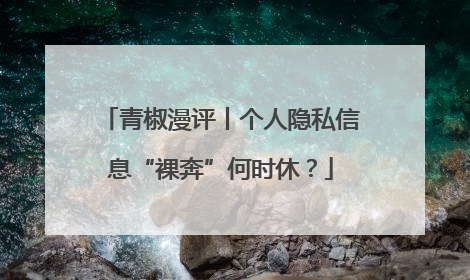 青椒漫评丨个人隐私信息“裸奔”何时休？