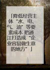 降低经营主体“水、电、气、油”等要素成本 把通江打造成“企业容易做生意的地方”