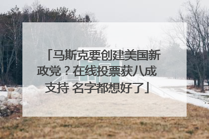 马斯克要创建美国新政党？在线投票获八成支持 名字都想好了