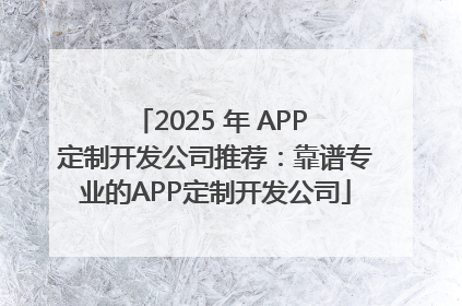 2025 年 APP 定制开发公司推荐：靠谱专业的APP定制开发公司