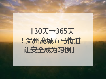 30天→365天！温州鹿城五马街道让安全成为习惯